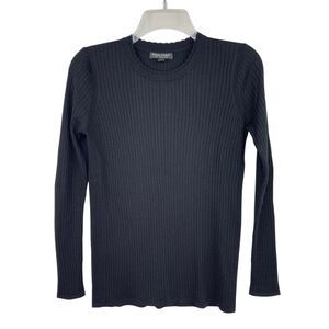 Banana Republic 100% Merino Wool Black Ribbed Sweater Scallop Neck Women's M